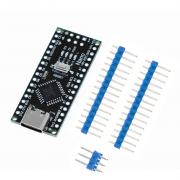 Микроконтроллер Arduino Nano (Atmega 328p, черный, type-C, dupont контакты не припаяны)