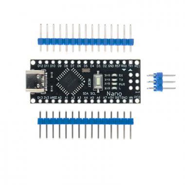 Микроконтроллер Arduino Nano (Atmega 328p, черный, type-C, dupont контакты не припаяны) купить в Анапе