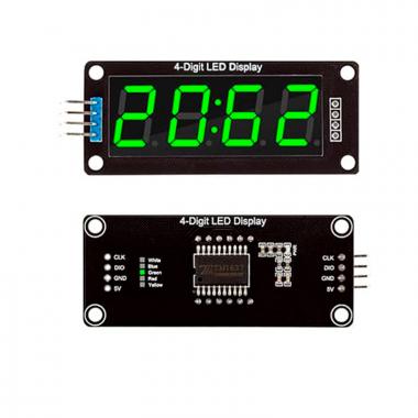 Дисплей / Индикация - Модуль 4-символьного дисплея 50x20мм с драйвером TM1637 (зеленый, с точками) купить в Анапе