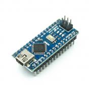 Микроконтроллер Arduino Nano (Atmega 328p, черный, mini-USB, dupont контакты припаяны)