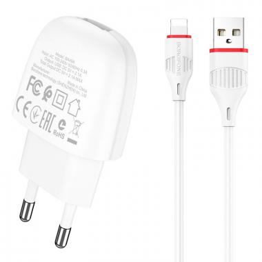 Зарядное устройство сетевое Borofone BA49A 2.1A 1USB + lightning (white) купить в Анапе