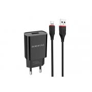 Зарядное устройство сетевое Borofone BA20A 2.1A 1USB + lightning (black)