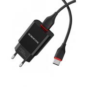 Зарядное устройство сетевое Borofone BA20A 2.1A 1USB + type-c (black)